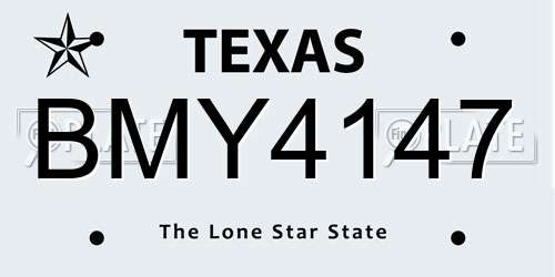 BMY4147 Texas License Plate