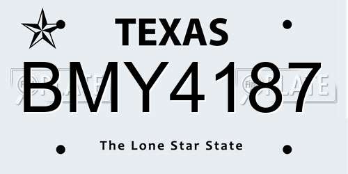 BMY4187 Texas License Plate