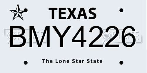 BMY4226 Texas License Plate