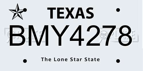 BMY4278 Texas License Plate