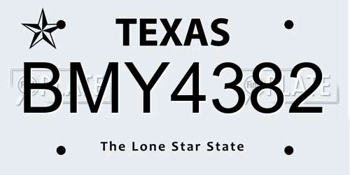 BMY4382 Texas License Plate