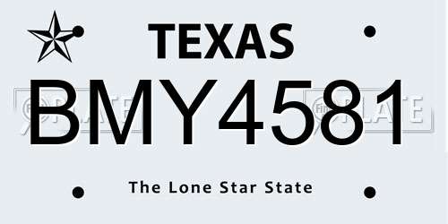 BMY4581 Texas License Plate