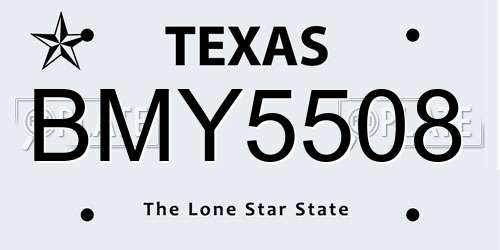 BMY5508 Texas License Plate