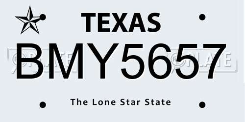 BMY5657 Texas License Plate