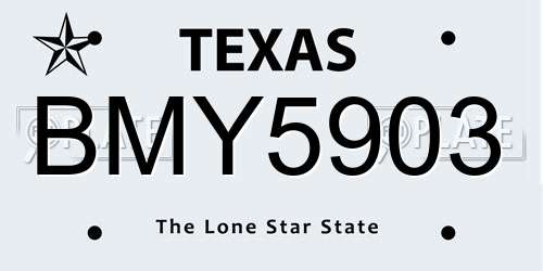 BMY5903 Texas License Plate
