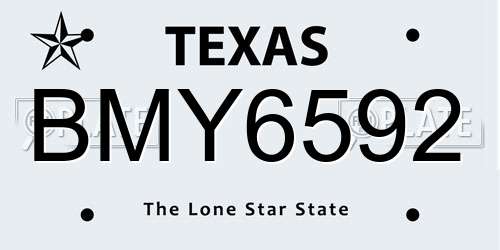 BMY6592 Texas License Plate
