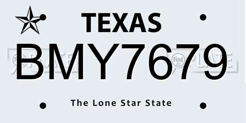 BMY7679 Texas License Plate