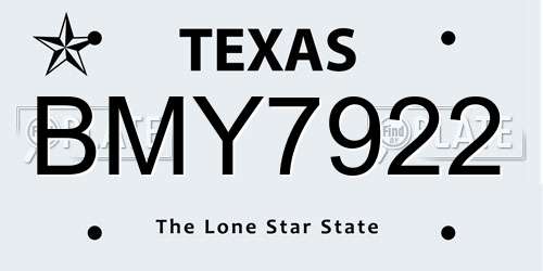 BMY7922 Texas License Plate