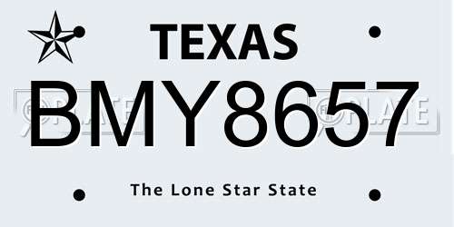 BMY8657 Texas License Plate
