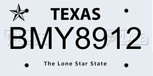 BMY8912 Texas License Plate