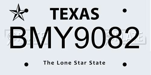 BMY9082 Texas License Plate