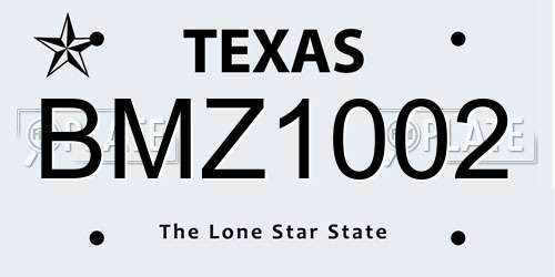 BMZ1002 Texas License Plate