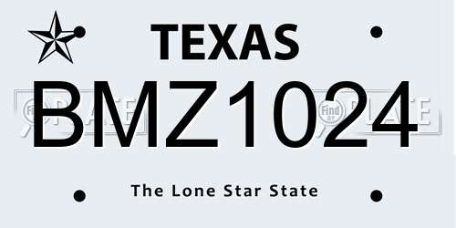 BMZ1024 Texas License Plate