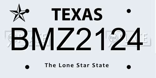 BMZ2124 Texas License Plate