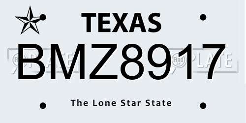 BMZ8917 Texas License Plate