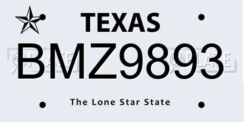 BMZ9893 Texas License Plate