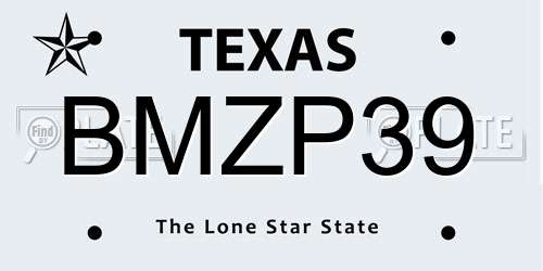 BMZP39 Texas License Plate