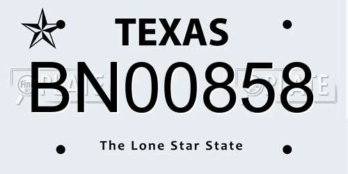 BN00858 Texas License Plate