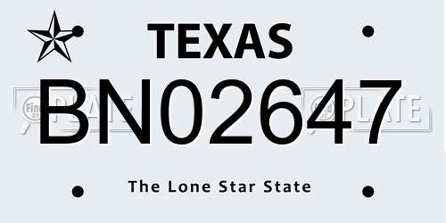 BN02647 Texas License Plate