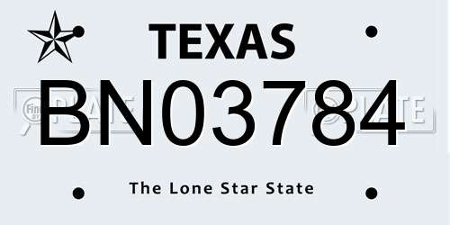 BN03784 Texas License Plate