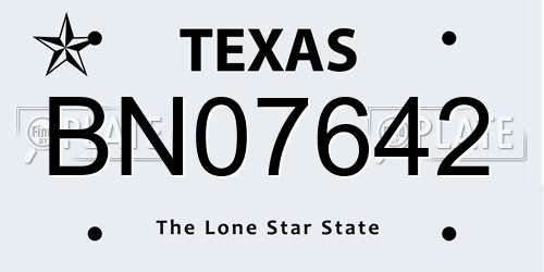 BN07642 Texas License Plate
