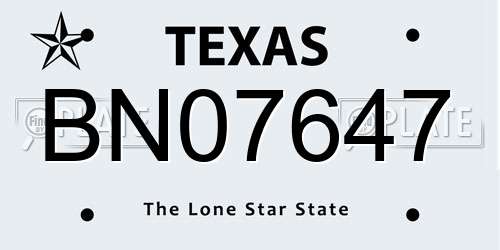 BN07647 Texas License Plate
