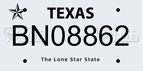 BN08862 Texas License Plate