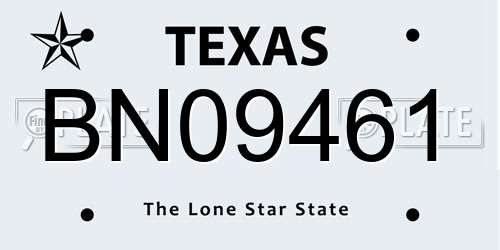 BN09461 Texas License Plate