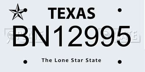 BN12995 Texas License Plate