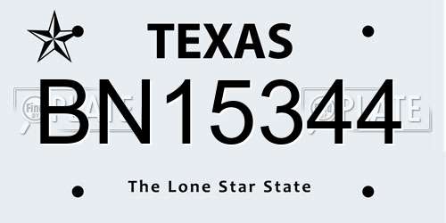 BN15344 Texas License Plate