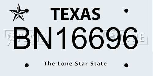 BN16696 Texas License Plate