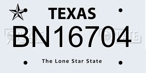 BN16704 Texas License Plate