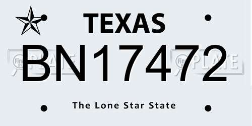 BN17472 Texas License Plate