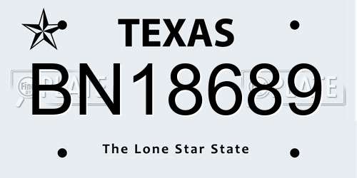 BN18689 Texas License Plate