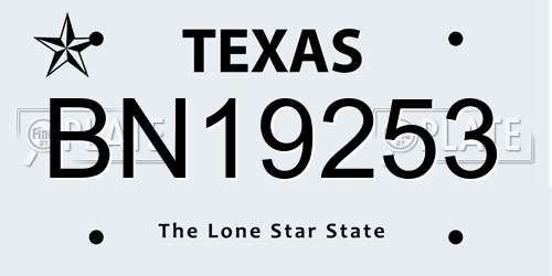 BN19253 Texas License Plate