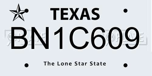 BN1C609 Texas License Plate