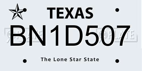 BN1D507 Texas License Plate
