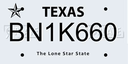 BN1K660 Texas License Plate