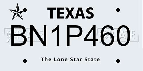 BN1P460 Texas License Plate