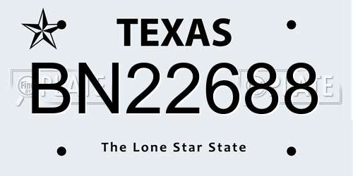 BN22688 Texas License Plate