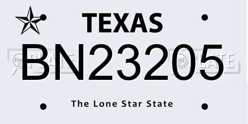 BN23205 Texas License Plate