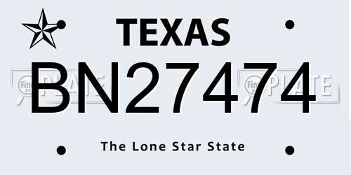 BN27474 Texas License Plate
