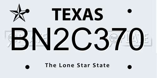 BN2C370 Texas License Plate