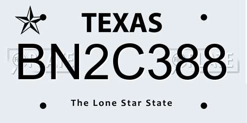 BN2C388 Texas License Plate