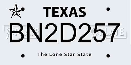 BN2D257 Texas License Plate