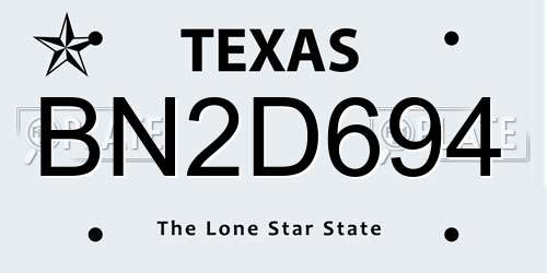 BN2D694 Texas License Plate