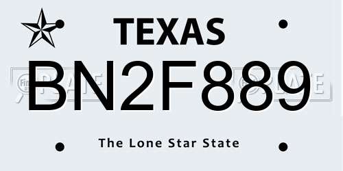 BN2F889 Texas License Plate