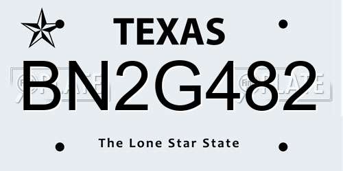 BN2G482 Texas License Plate