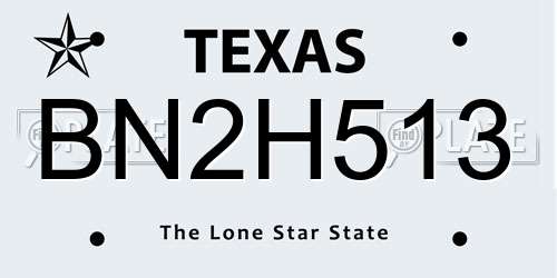 BN2H513 Texas License Plate