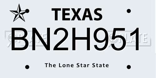 BN2H951 Texas License Plate